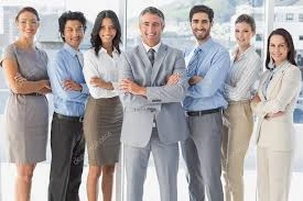 Modern office with a team working